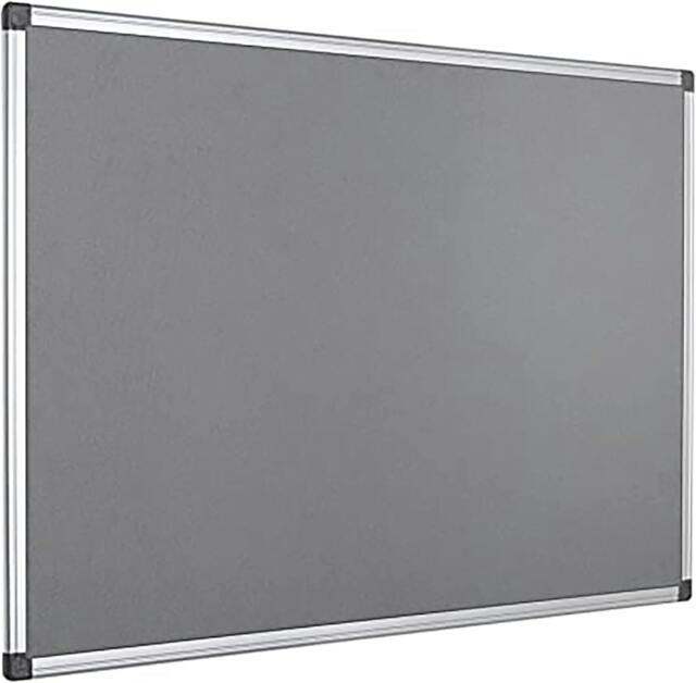 Rackhams 900 x 600mm Aluminium Frame Notice Pin Board - Felt Notice Board Bulletin Frame for Office, School, Bedroom, Memo, and Home - Grey - image 1