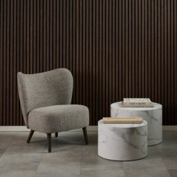 Rackhams Dice Round Coffee Table Set of 2 in White Marble and Carrara Rough Paper - white - White - 58 - thumbnail 4