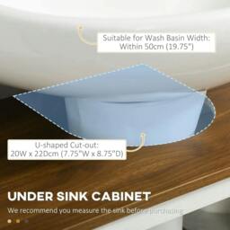 Rackhams Under Sink Cabinet Bathroom Vanity Unit with Double Doors and Storage Shelves, 60 x 30 x 60cm, White - thumbnail 5