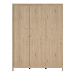 Rackhams Madrid Wardrobe with 3 Doors in Jackson Hickory Oak - Brown - Malemine - 1 - thumbnail 2