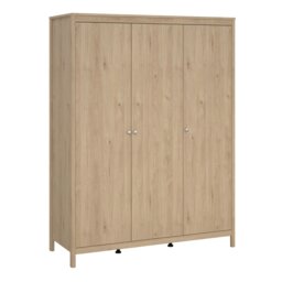 Rackhams Madrid Wardrobe with 3 Doors in Jackson Hickory Oak - Brown - Malemine - 1