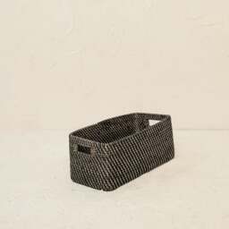 Rackhams Colourful rattan storage baskets in 4 colours - Long - Black Wash - One