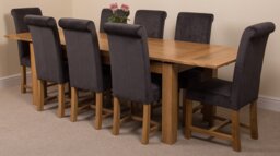 Rackhams Richmond Large Oak Extending Dining Table with Washington Fabric Chairs - 8 chairs - Beige - thumbnail 4