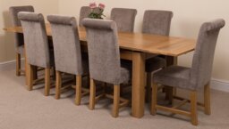 Rackhams Richmond Large Oak Extending Dining Table with Washington Fabric Chairs - 8 chairs - Beige - thumbnail 2
