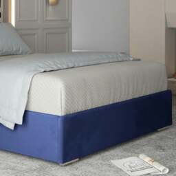 Rackhams Arabella Upholstered Soft Velvet Metal Bed Frame - Blue - Blue - Single - thumbnail 3