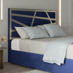 Rackhams Arabella Upholstered Soft Velvet Metal Bed Frame - Blue - Blue - Single - thumbnail 2