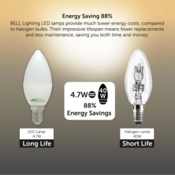 Rackhams E14 Edison Screw LED Candle 4.7W Energy Saving Light Bulbs - Pack of 3 - thumbnail 5