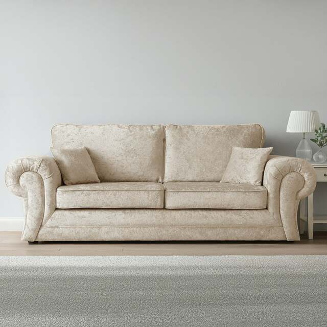 Rackhams Chelsea Crushed Velvet Full Back 3 Seater - Mink - image 1