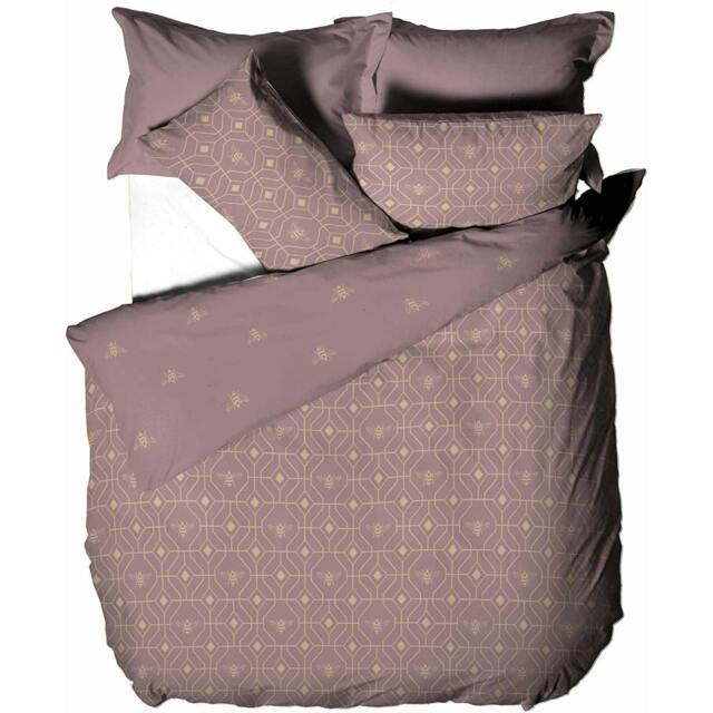 Rackhams Bee Deco Duvet Cover Set - Blush Red - Single - Blush Red - 50% Polyester/50% Cotton - image 1