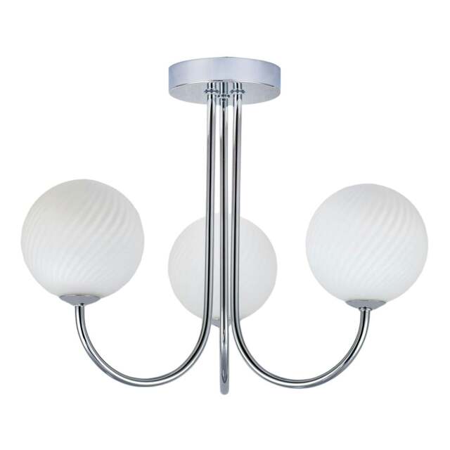 Rackhams Modern Polished Chrome Plated Ceiling Light Fitting with Swirl Glass - image 1