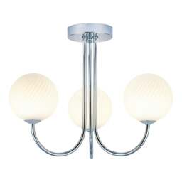 Rackhams Modern Polished Chrome Plated Ceiling Light Fitting with Swirl Glass - thumbnail 2