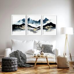 Rackhams Blue Living Room Wall Art - Set of 3 wall art prints - A3 11.69 x 16.54 in / 29.7 x 42 cm - Satin Photo paper 280 gsm - Unframed - thumbnail 5