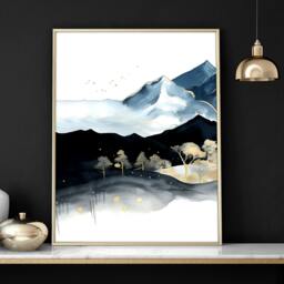 Rackhams Blue Living Room Wall Art - Set of 3 wall art prints - A3 11.69 x 16.54 in / 29.7 x 42 cm - Satin Photo paper 280 gsm - Unframed - thumbnail 6