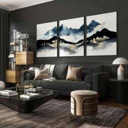 Rackhams Blue Living Room Wall Art - Set of 3 wall art prints - A3 11.69 x 16.54 in / 29.7 x 42 cm - Satin Photo paper 280 gsm - Unframed - thumbnail 3