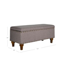 Rackhams Chelsea Storage Ottoman Bench - Grey/Brass Upholstered with flip lid - Grey/Brass - thumbnail 5