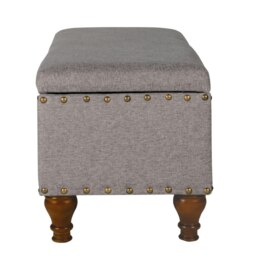 Rackhams Chelsea Storage Ottoman Bench - Grey/Brass Upholstered with flip lid - Grey/Brass - thumbnail 6