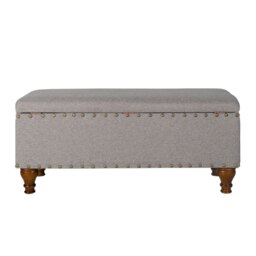Rackhams Chelsea Storage Ottoman Bench - Grey/Brass Upholstered with flip lid - Grey/Brass - thumbnail 2