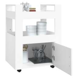 Rackhams Kitchen Trolley White 60x45x80 cm Engineered Wood - thumbnail 4