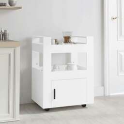 Rackhams Kitchen Trolley White 60x45x80 cm Engineered Wood - thumbnail 1