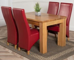 Rackhams Dakota Small Oak Dining Table with Lola Leather Chairs - 6 chairs - Brown - thumbnail 5
