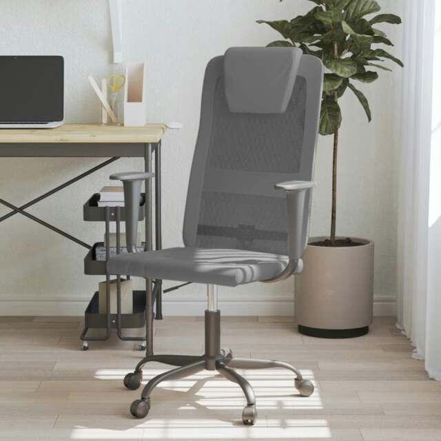 Rackhams Office Chair Grey Mesh Fabric and Faux Leather