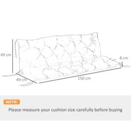 Rackhams 3 Seater Bench Pad, Garden Chair Cushion with Back and Ties for Indoor and Outdoor Use, 98 x 150 cm, Black - thumbnail 3