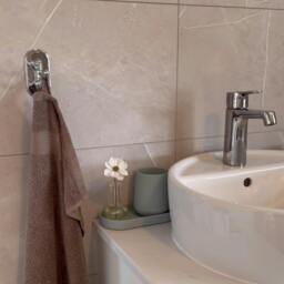 Rackhams Polished Chrome Triple Swinging Towel Hook (48 x 96mm) Self Adhesive Bathroom Wall Mounted - thumbnail 3