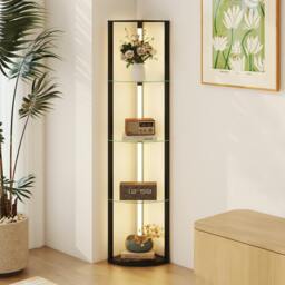 Rackhams LED Floor Lamp with Shelves, Dimmable Standing Lamp with Foot Switch - Black - thumbnail 2
