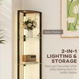 Rackhams LED Floor Lamp with Shelves, Dimmable Standing Lamp with Foot Switch - Black - thumbnail 3
