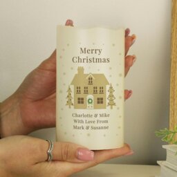 Rackhams Personalised Festive Village LED Candle - thumbnail 2