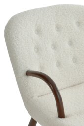 Rackhams Netural Bouclé Armchair and Footstool Set with Wooden Legs - White - thumbnail 4