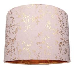 "Rackhams Modern Soft Pink Cotton Fabric 10"" Lamp Shade with Gold Foil Floral Decoration" - thumbnail 6