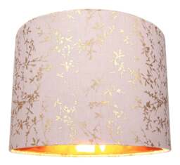 "Rackhams Modern Soft Pink Cotton Fabric 10"" Lamp Shade with Gold Foil Floral Decoration"