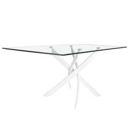 Rackhams Rectangular tempered glass and white steel dining table 1138 - 140 x 95 x 75 - thumbnail 5