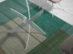 Rackhams Rectangular tempered glass and white steel dining table 1138 - 140 x 95 x 75 - thumbnail 4