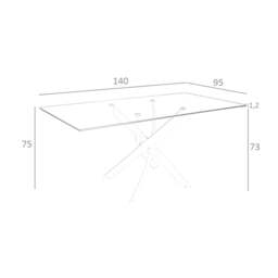 Rackhams Rectangular tempered glass and white steel dining table 1138 - 140 x 95 x 75 - thumbnail 3