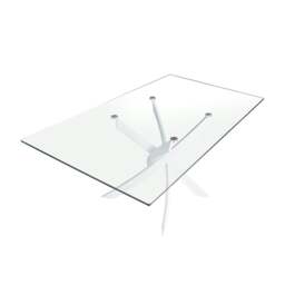 Rackhams Rectangular tempered glass and white steel dining table 1138 - 140 x 95 x 75 - thumbnail 6