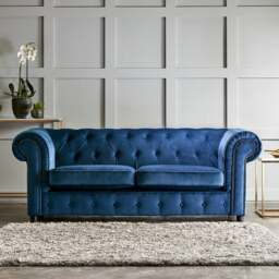 Rackhams Ashbourne Chesterfield Plush Velvet 3 Seater - Teal - thumbnail 5