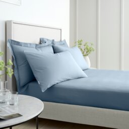 Rackhams 200 Thread Count Cotton Percale Extra Deep Fitted Sheet - Blue - Super King - thumbnail 3