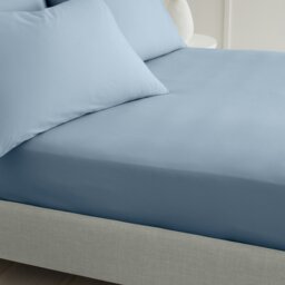 Rackhams 200 Thread Count Cotton Percale Extra Deep Fitted Sheet - Blue - Super King - thumbnail 2