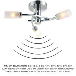 Rackhams Modern Sensor Bathroom Ceiling Light in Chrome with Multi Functions - thumbnail 3