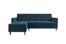 Rackhams Hartford sectional sofa bed chenille blue with storage - Blue - thumbnail 2