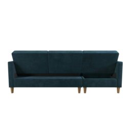 Rackhams Hartford sectional sofa bed chenille blue with storage - Blue - thumbnail 3