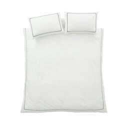 Rackhams Contrast Trim 200 Thread Count Cotton Duvet Cover Set White / Black - Single - White / Black - thumbnail 6