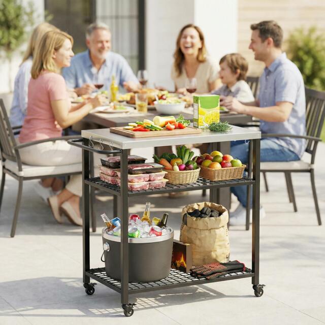 Rackhams Outdoor Grill Cart, Movable Food Prep Table with Wheels, Hooks - Not applicable - 93 x 51 x 90 cm - Not applicable - image 1
