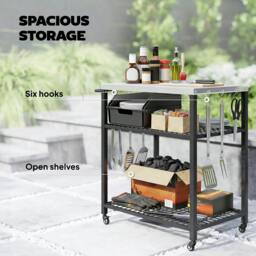Rackhams Outdoor Grill Cart, Movable Food Prep Table with Wheels, Hooks - Not applicable - 93 x 51 x 90 cm - Not applicable - thumbnail 5