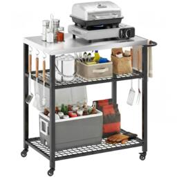 Rackhams Outdoor Grill Cart, Movable Food Prep Table with Wheels, Hooks - Not applicable - 93 x 51 x 90 cm - Not applicable - thumbnail 2