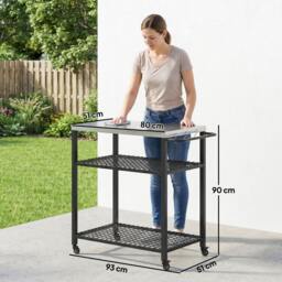 Rackhams Outdoor Grill Cart, Movable Food Prep Table with Wheels, Hooks - Not applicable - 93 x 51 x 90 cm - Not applicable - thumbnail 3
