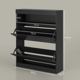 Rackhams Wall Mounted or Freestanding Shoe Cabinet with 2 Flip Drawers, Black - thumbnail 6