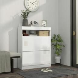 Rackhams Wall Mounted or Freestanding Shoe Cabinet with 2 Flip Drawers, Black